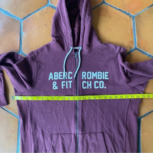 Abercrombie Fitch Hoodie Sweatshirt Mens XL Maroon Full Zip Patch Logo Heavy - Picture 7 of 7